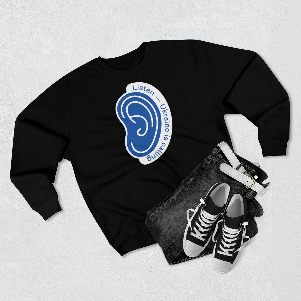 Listen To Ukraine's Call - Unisex Premium Crewneck Sweatshirt