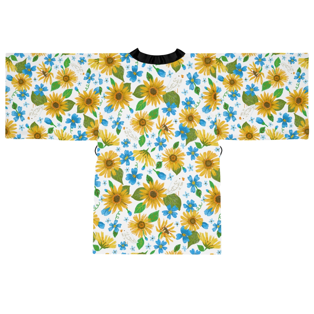 Sunflowers by Jolly Dragons Long Sleeve Kimono Robe