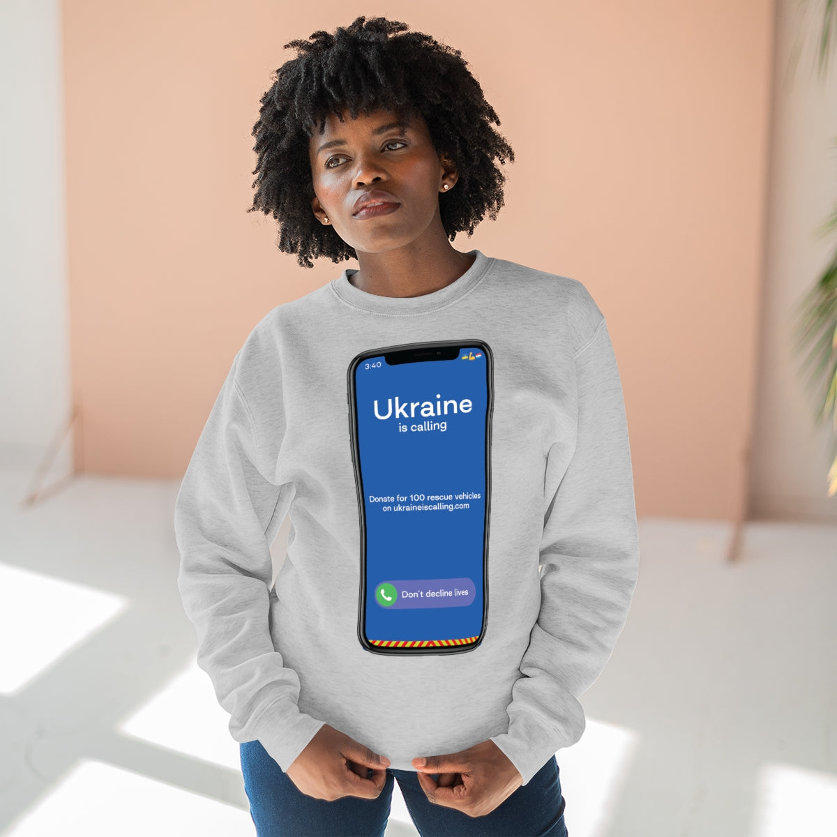 Ukraine Is Calling Screenshot - Unisex Premium Crewneck Sweatshirt