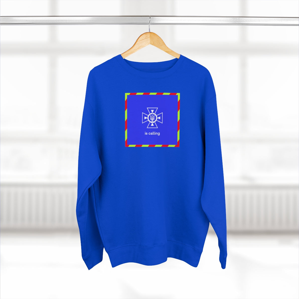 Ukraine's Calling Square - Unisex Premium Crewneck Sweatshirt
