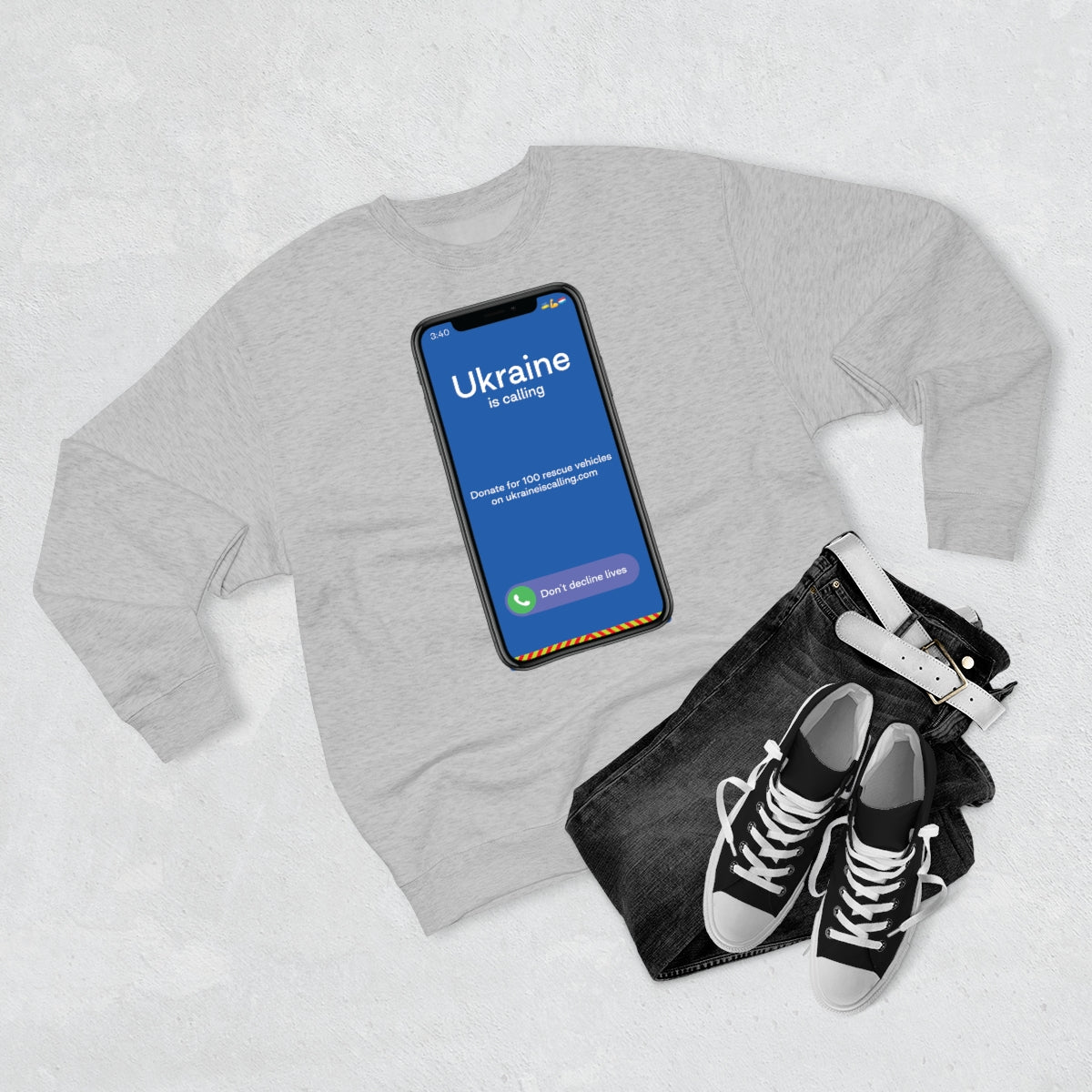 Ukraine Is Calling Screenshot - Unisex Premium Crewneck Sweatshirt