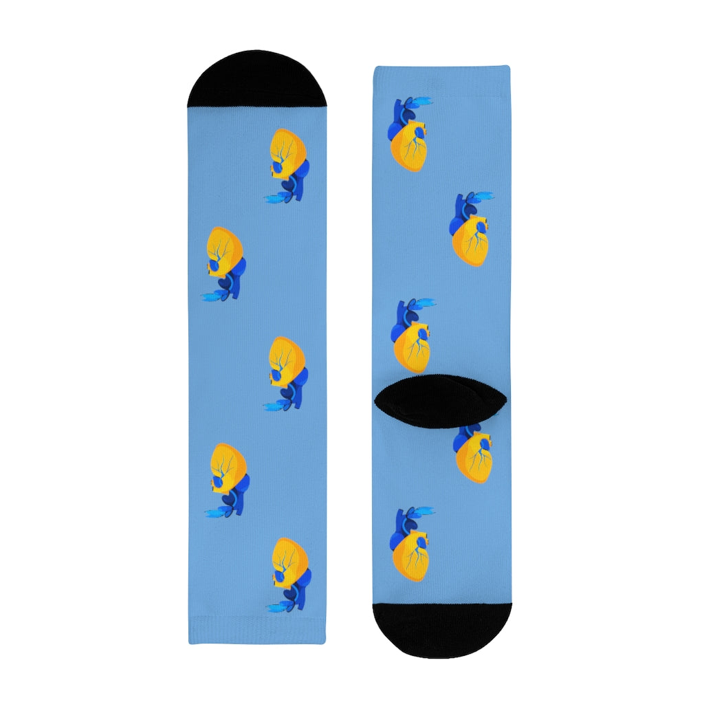 Hearts for Ukraine by Eglė Plytnikaitė Crew Socks
