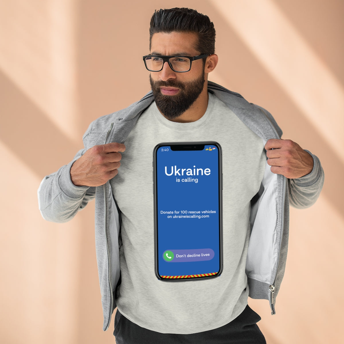 Ukraine Is Calling Screenshot - Unisex Premium Crewneck Sweatshirt