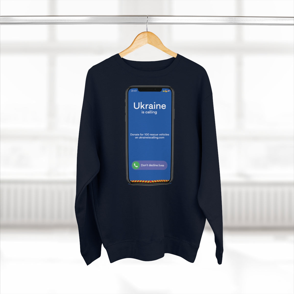 Ukraine Is Calling Screenshot - Unisex Premium Crewneck Sweatshirt