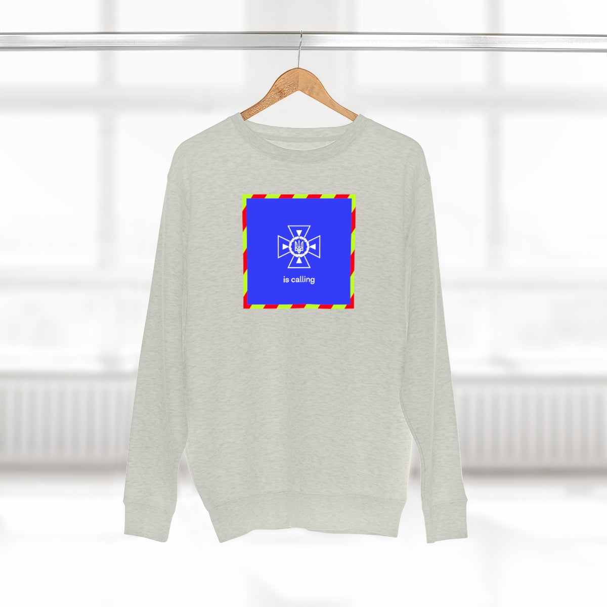 Ukraine's Calling Square - Unisex Premium Crewneck Sweatshirt