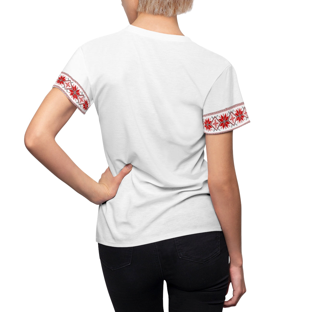 Women's Traditional Embroidery Print Tshirt White
