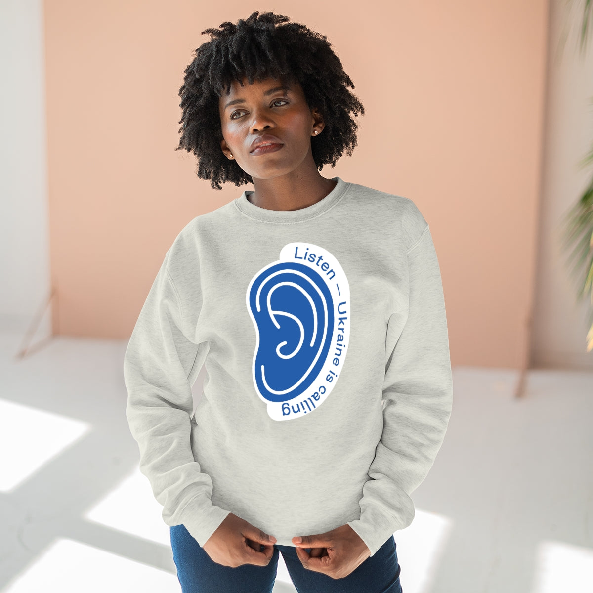 Listen To Ukraine's Call - Unisex Premium Crewneck Sweatshirt