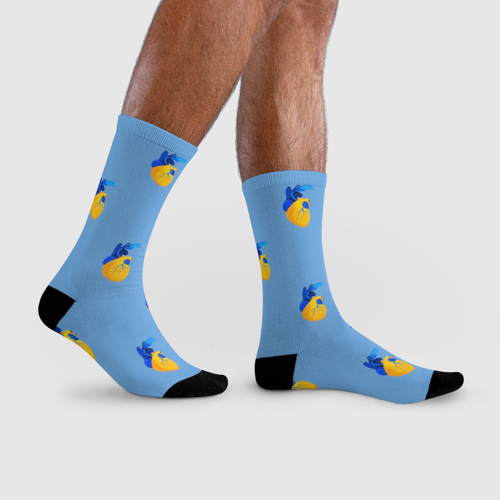 Hearts for Ukraine by Eglė Plytnikaitė Crew Socks