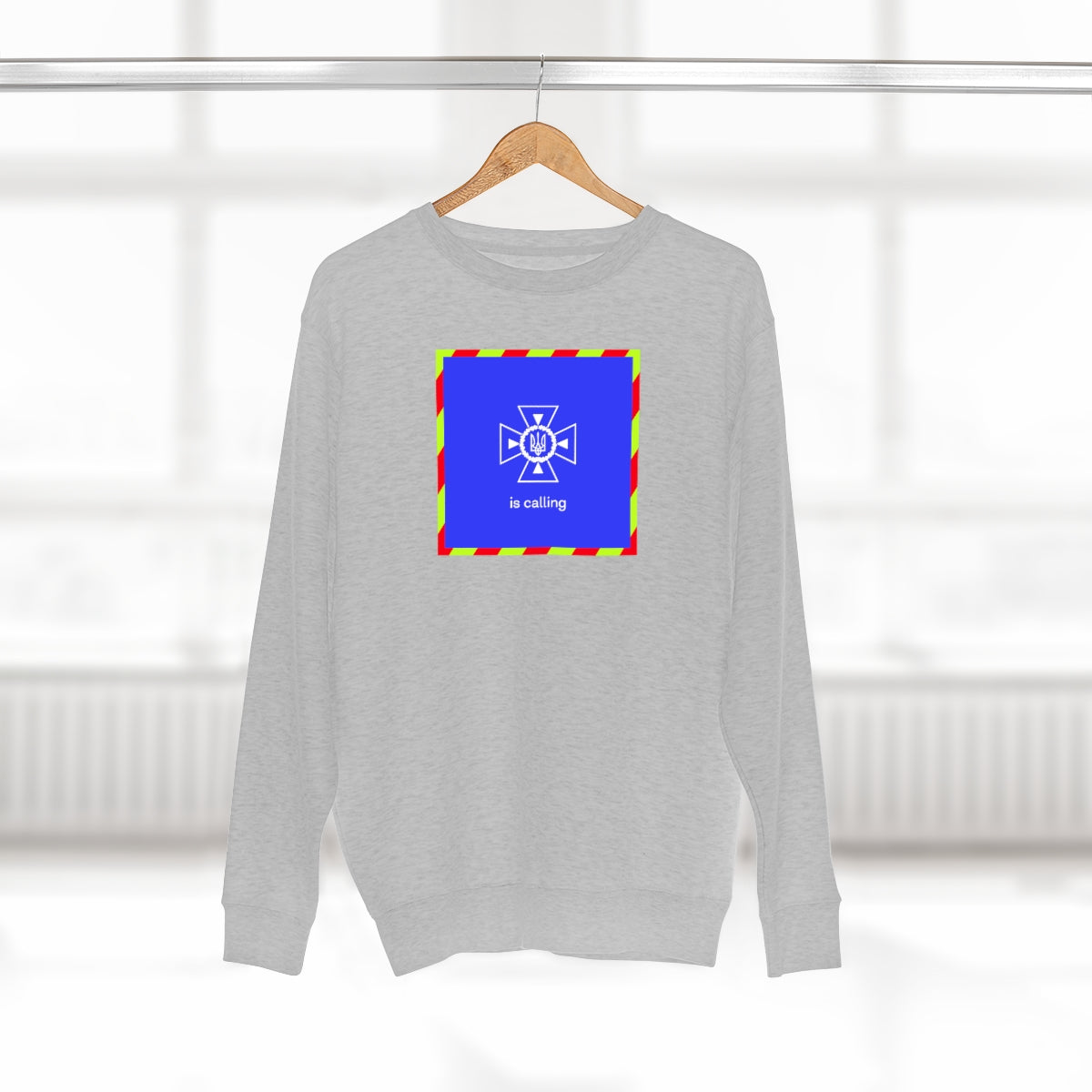 Ukraine's Calling Square - Unisex Premium Crewneck Sweatshirt