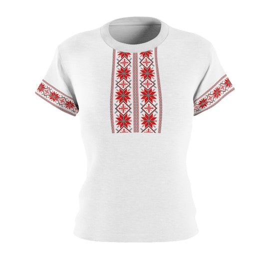 Women's Traditional Embroidery Print Tshirt White
