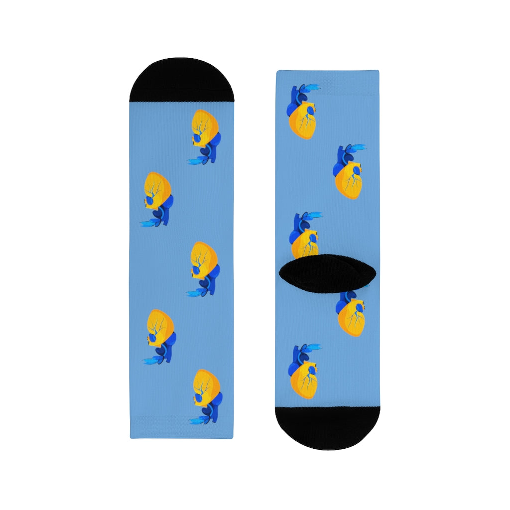 Hearts for Ukraine by Eglė Plytnikaitė Crew Socks