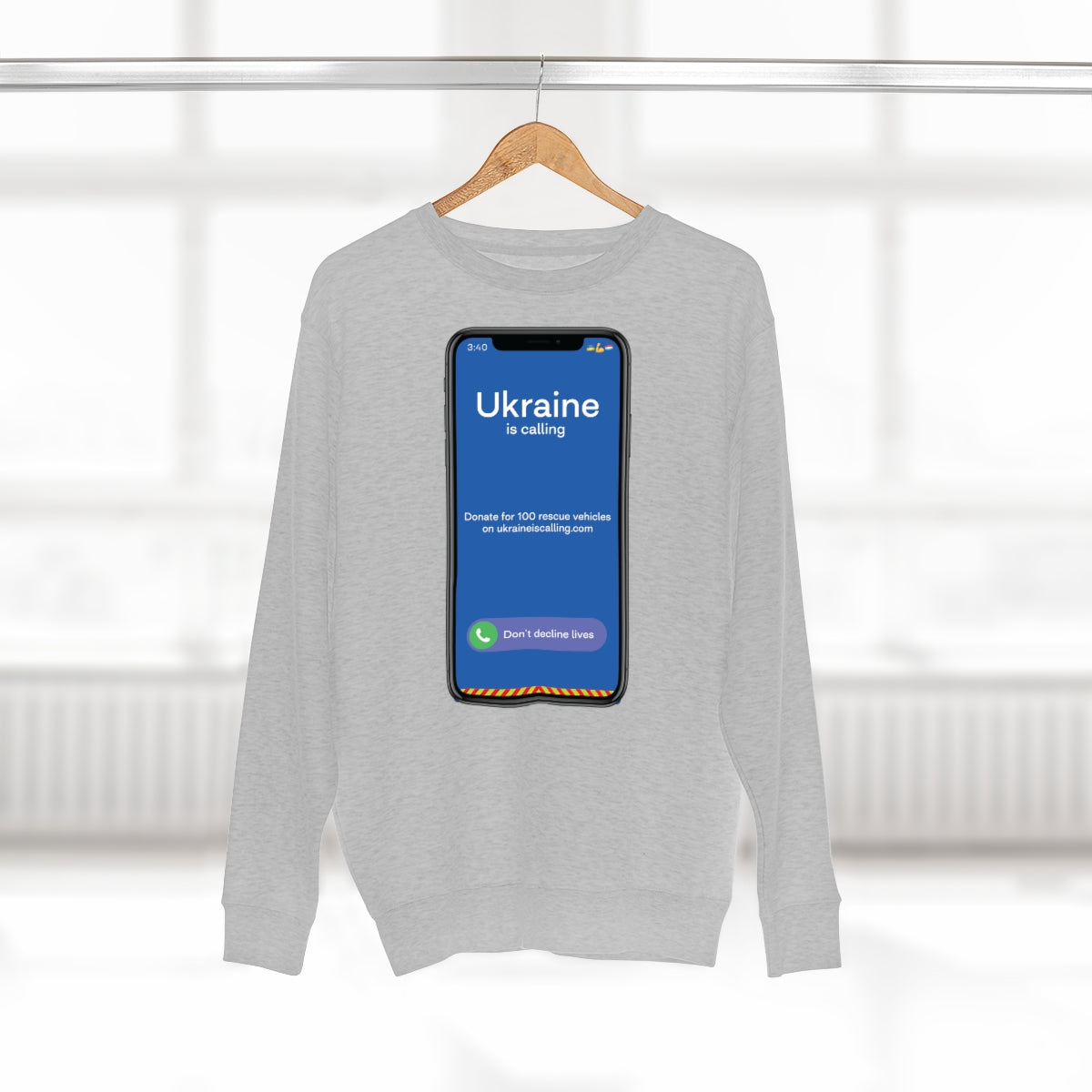 Ukraine Is Calling Screenshot - Unisex Premium Crewneck Sweatshirt