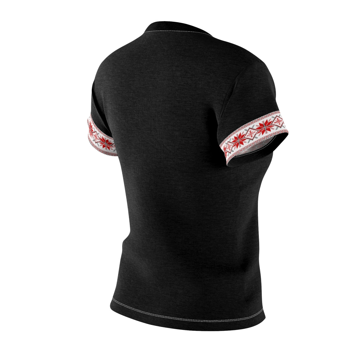 Women's Traditional Embroidery Print Tshirt Black