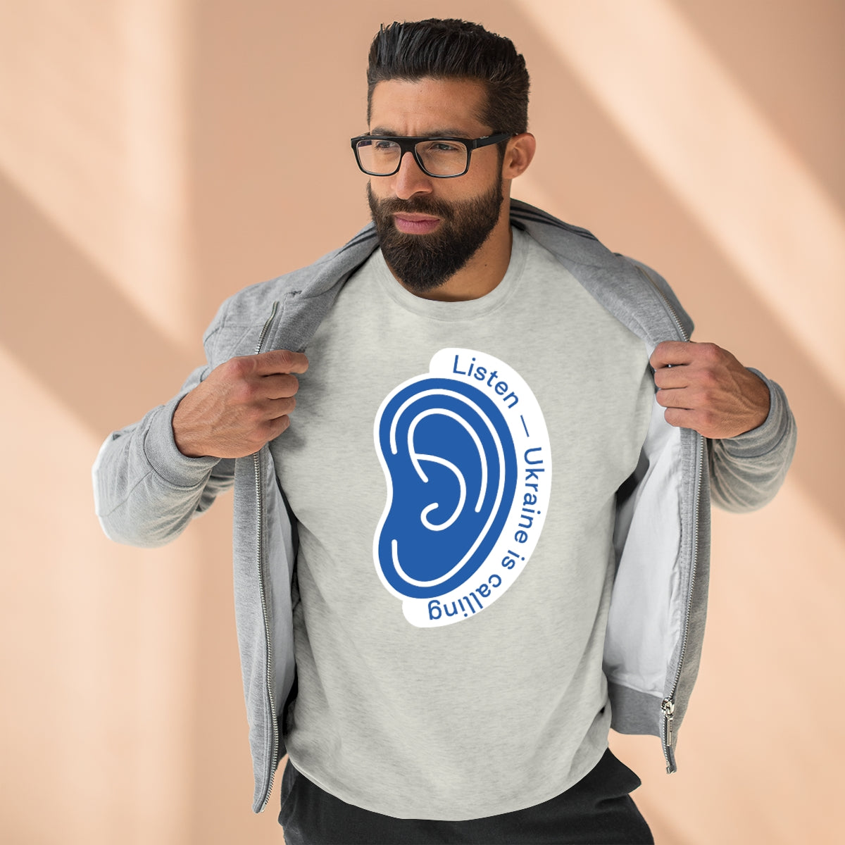 Listen To Ukraine's Call - Unisex Premium Crewneck Sweatshirt