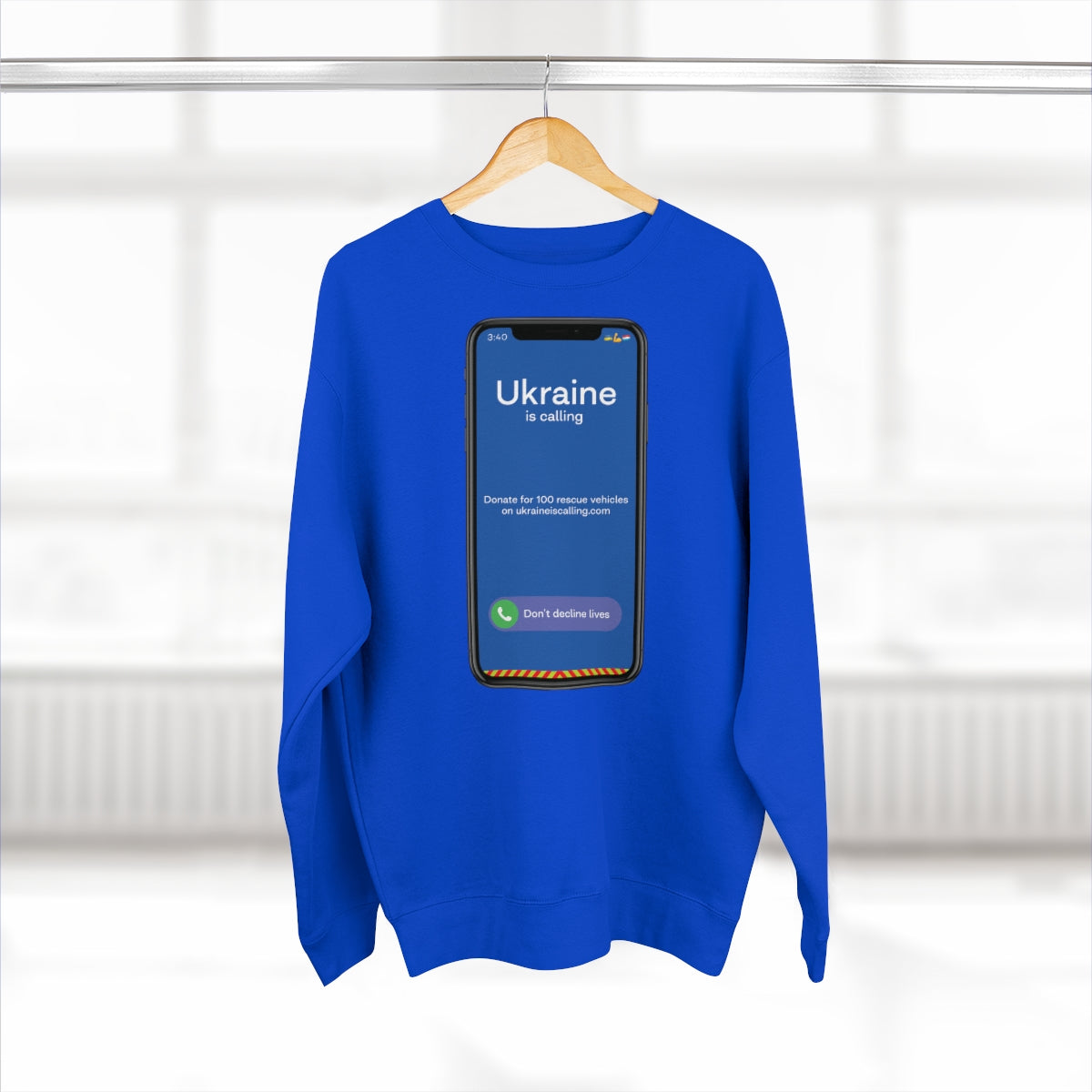 Ukraine Is Calling Screenshot - Unisex Premium Crewneck Sweatshirt