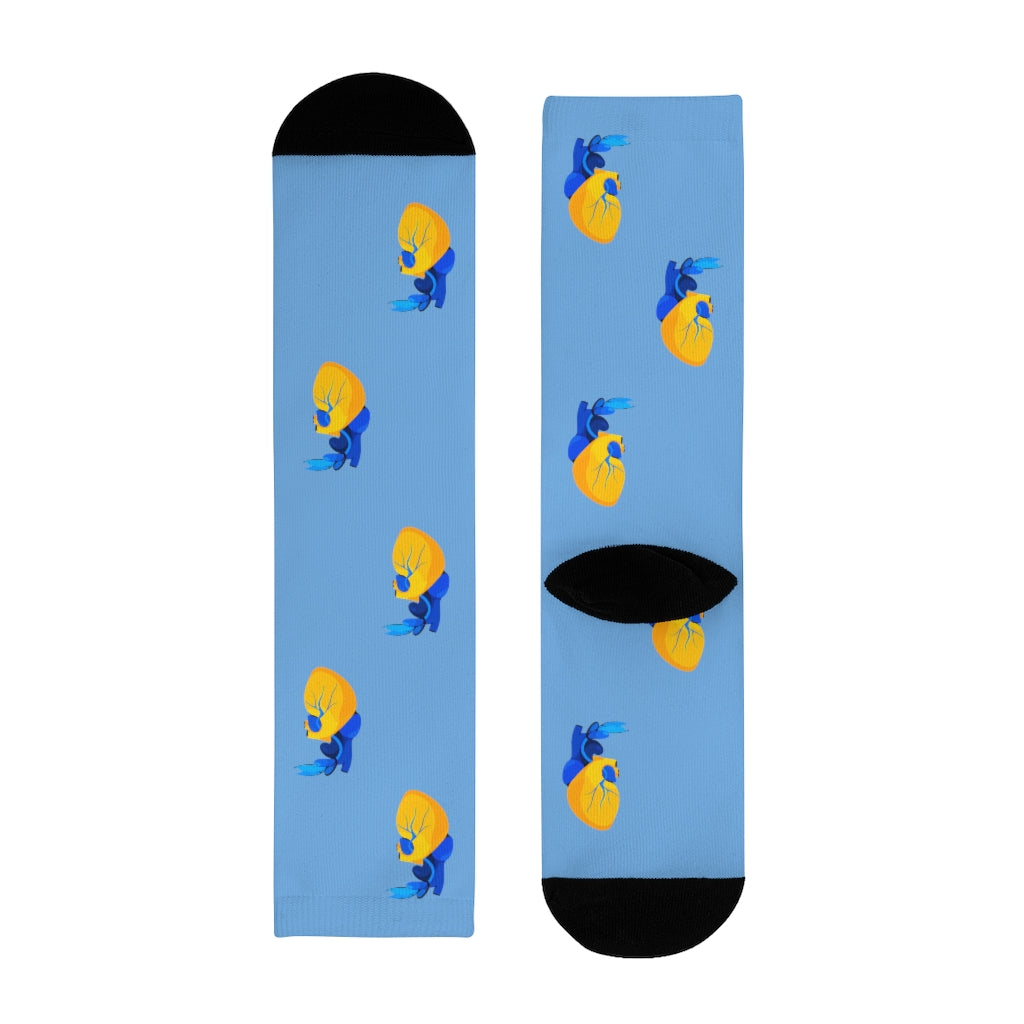 Hearts for Ukraine by Eglė Plytnikaitė Crew Socks