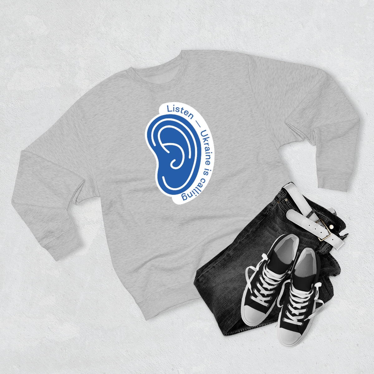 Listen To Ukraine's Call - Unisex Premium Crewneck Sweatshirt