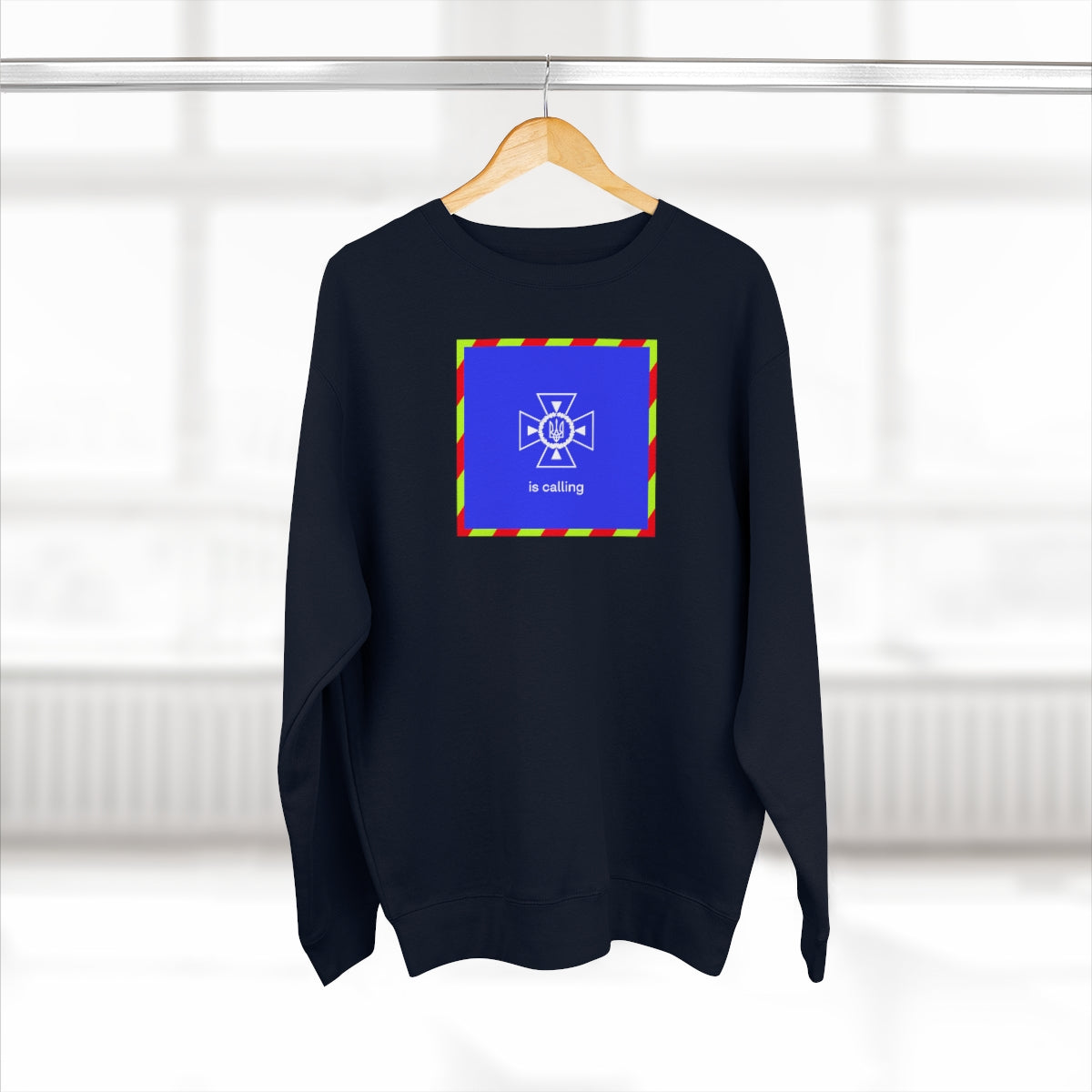 Ukraine's Calling Square - Unisex Premium Crewneck Sweatshirt
