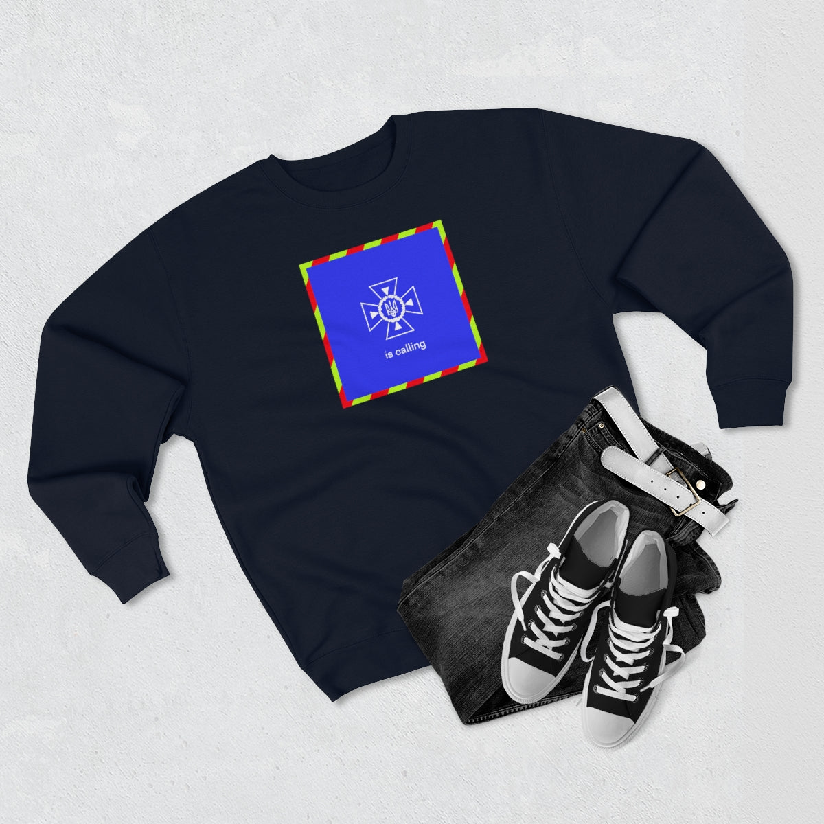 Ukraine's Calling Square - Unisex Premium Crewneck Sweatshirt