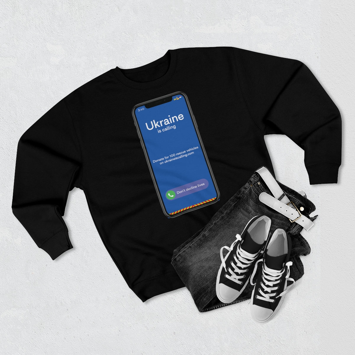 Ukraine Is Calling Screenshot - Unisex Premium Crewneck Sweatshirt