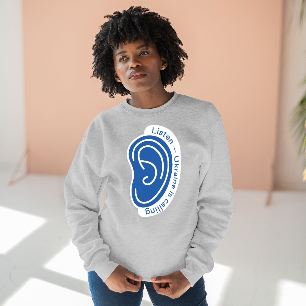Listen To Ukraine's Call - Unisex Premium Crewneck Sweatshirt
