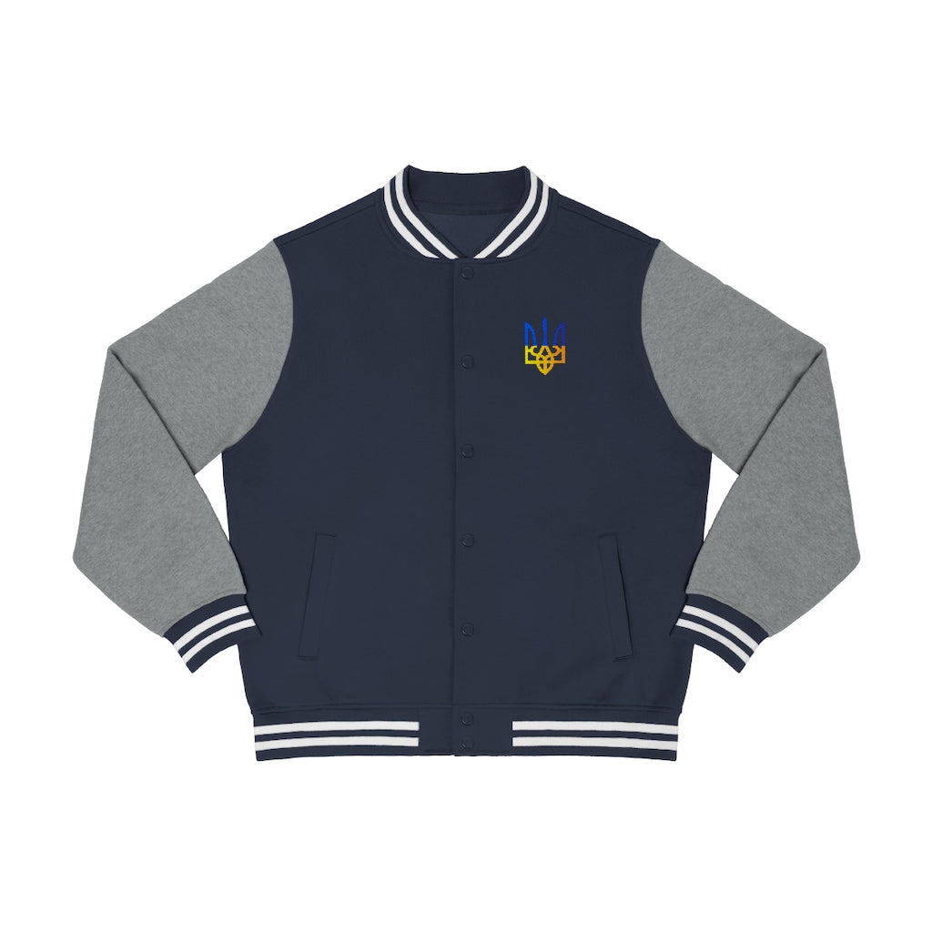 Men's Varsity Jacket With Trident Embroidery