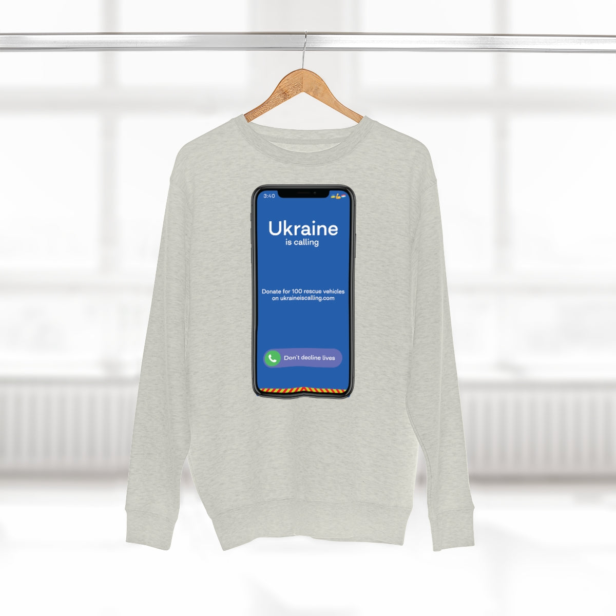 Ukraine Is Calling Screenshot - Unisex Premium Crewneck Sweatshirt