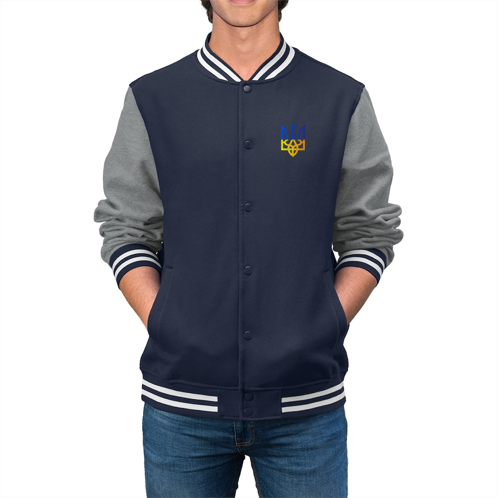 Men's Varsity Jacket With Trident Embroidery