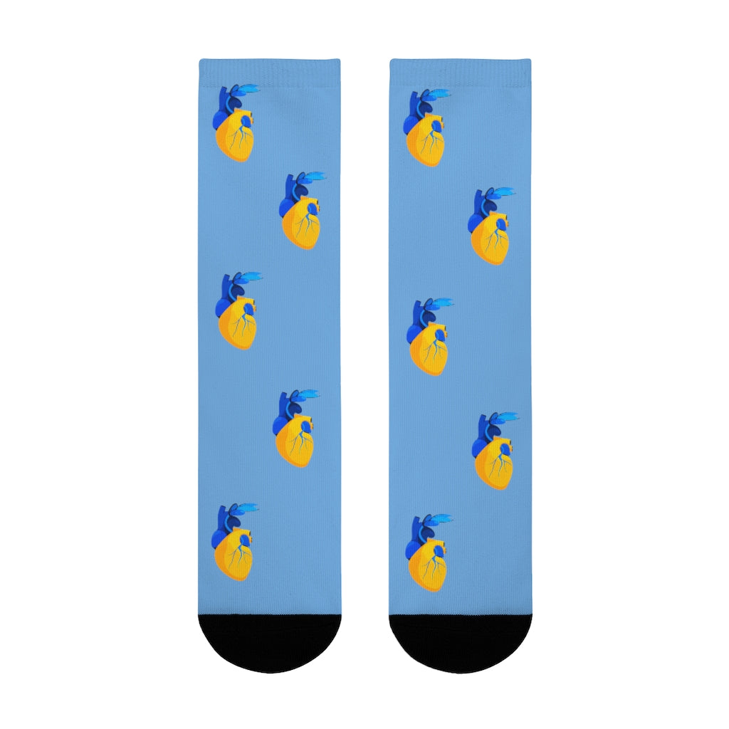 Hearts for Ukraine by Eglė Plytnikaitė Crew Socks