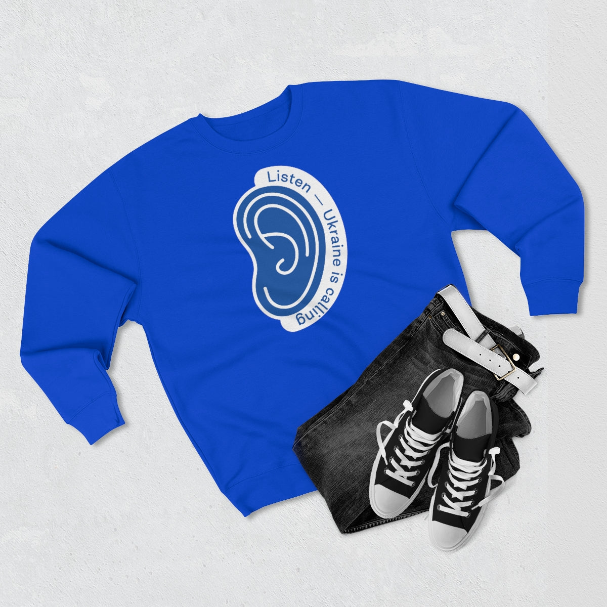 Listen To Ukraine's Call - Unisex Premium Crewneck Sweatshirt