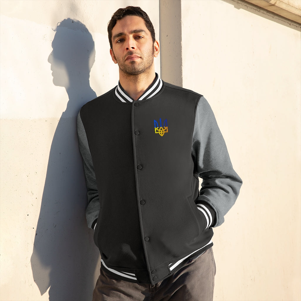 Men's Varsity Jacket With Trident Embroidery
