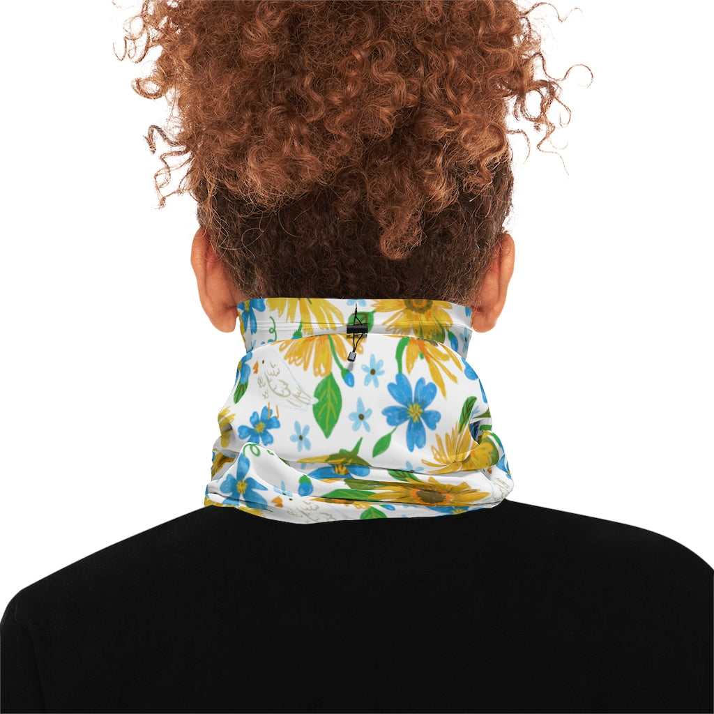 Peace For Ukraine Pattern by Jolly Dragons Winter Neck Gaiter With Drawstring