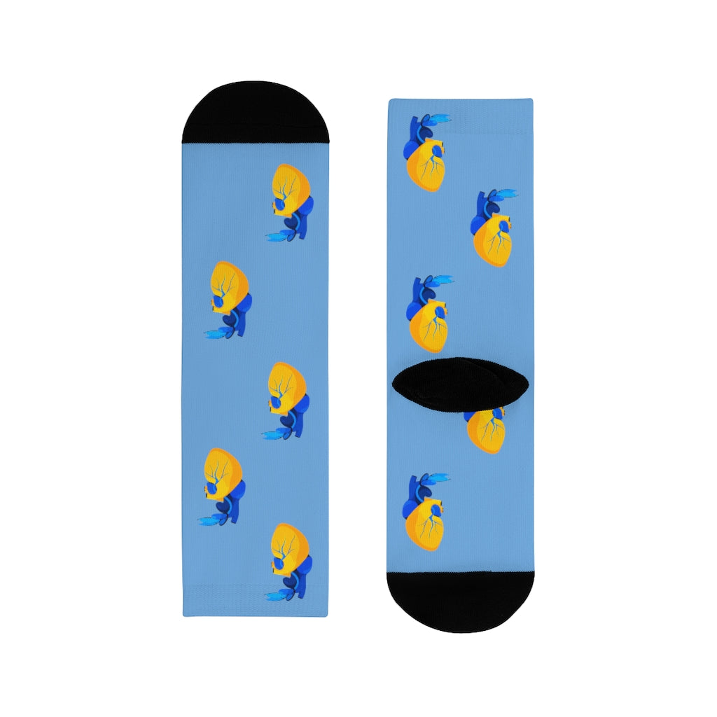 Hearts for Ukraine by Eglė Plytnikaitė Crew Socks