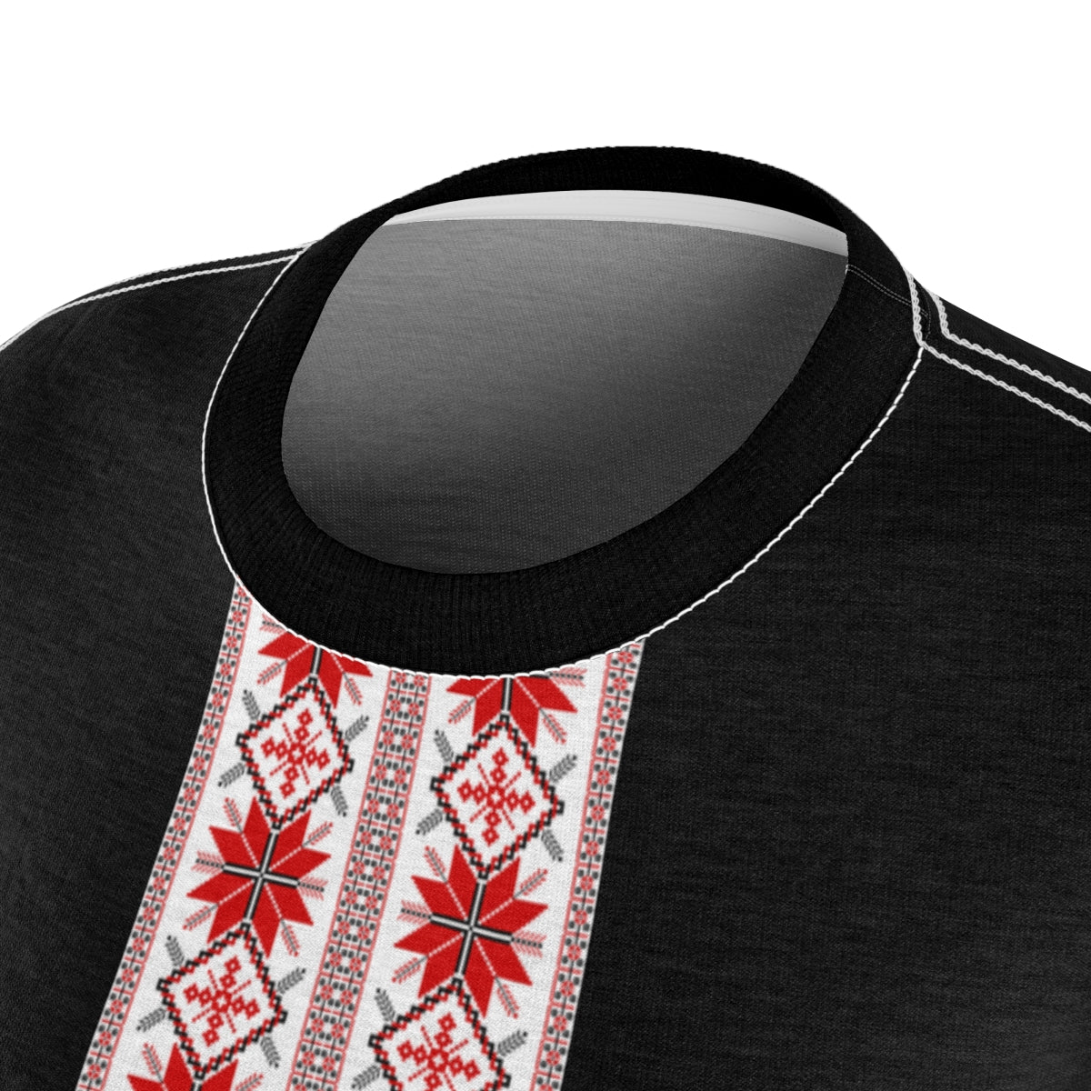Women's Traditional Embroidery Print Tshirt Black