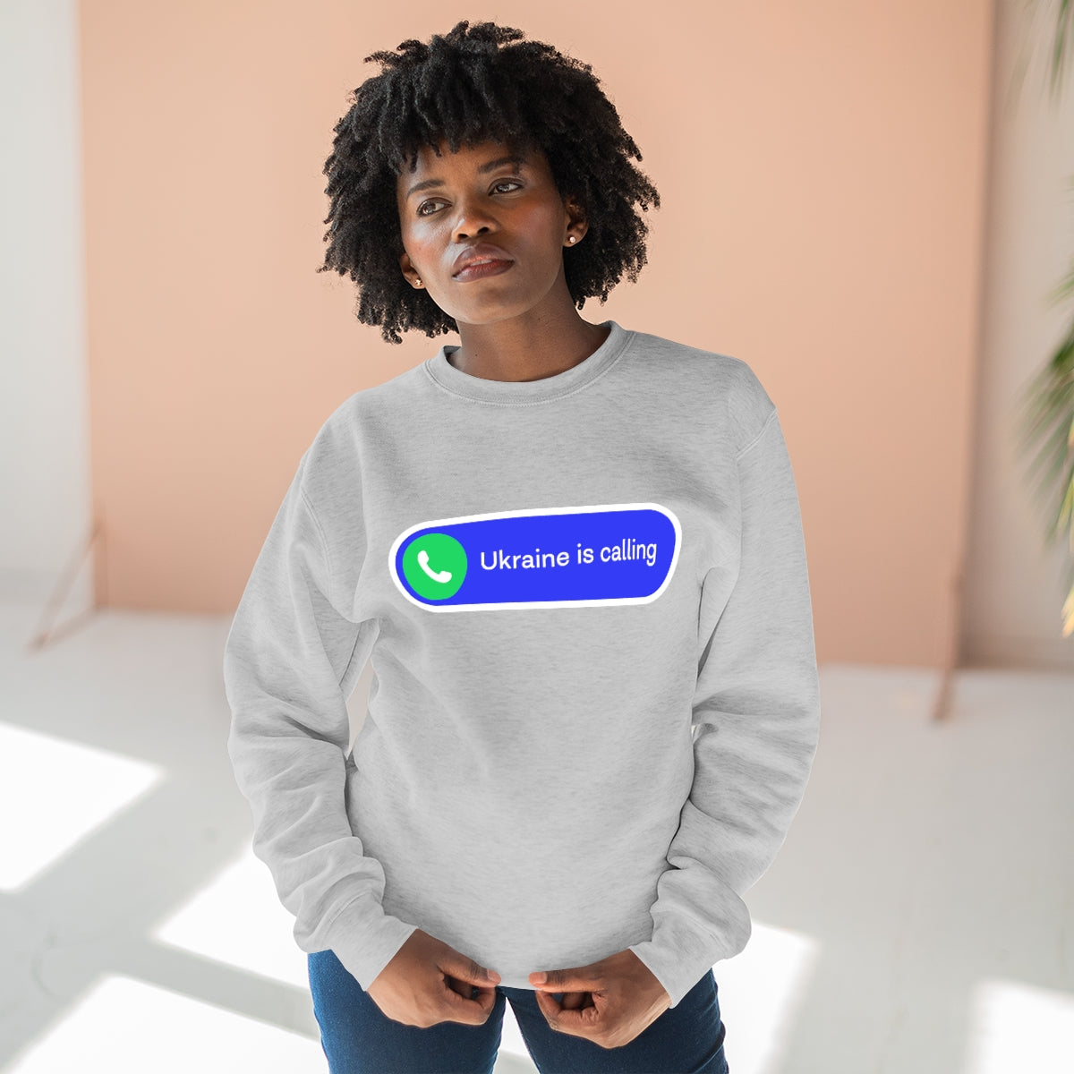 Ukraine Is Calling - Unisex Premium Crewneck Sweatshirt