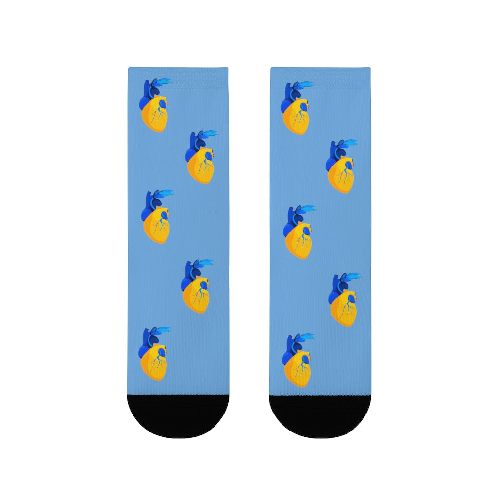 Hearts for Ukraine by Eglė Plytnikaitė Crew Socks