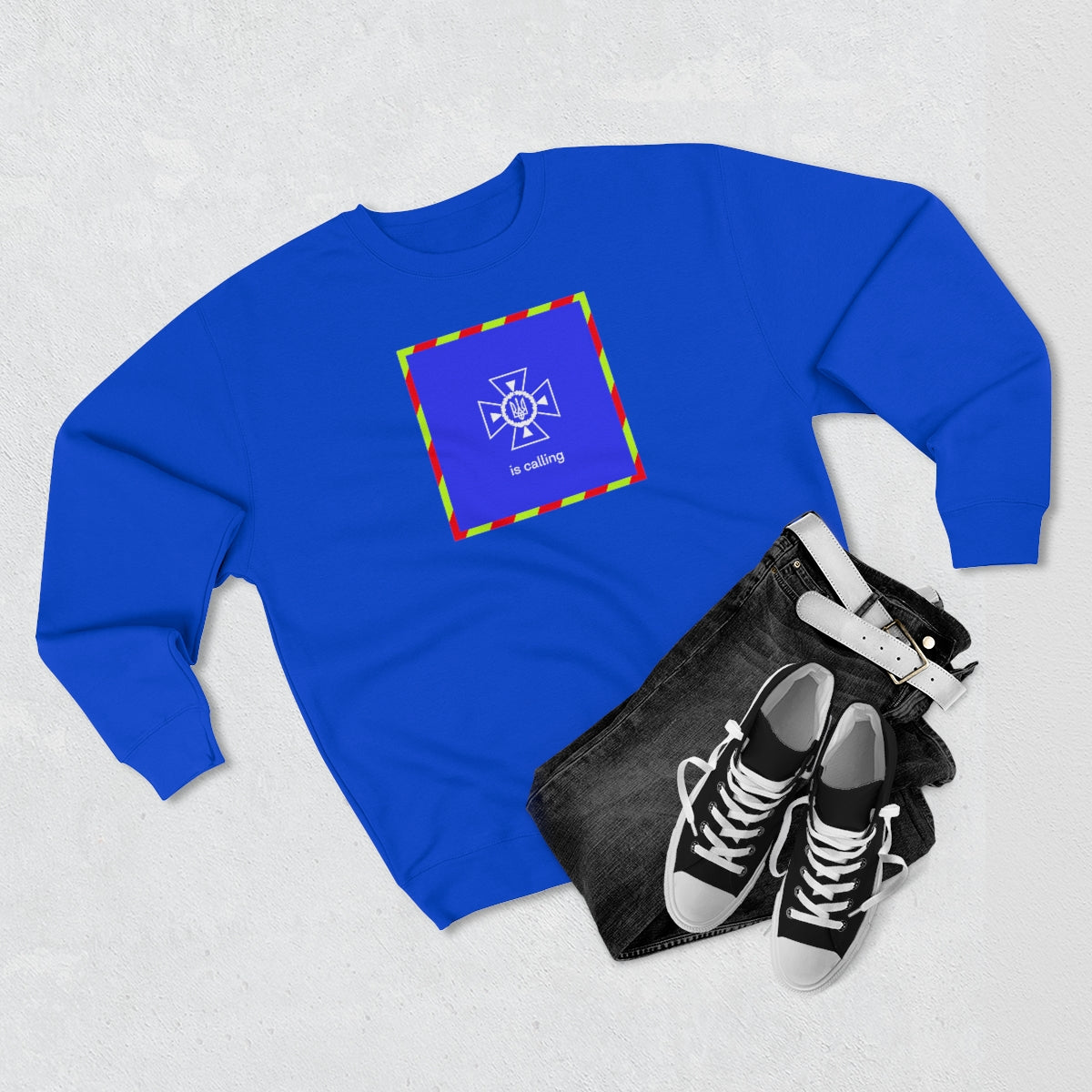 Ukraine's Calling Square - Unisex Premium Crewneck Sweatshirt