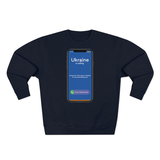 Die Ukraine ruft Screenshot an - Unisex-Premium-Sweatshirt mit Rundhalsausschnitt