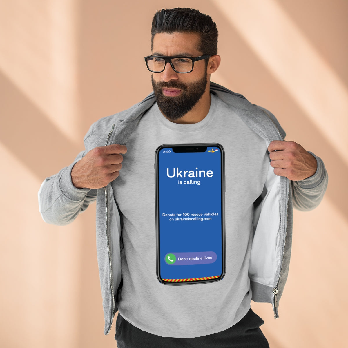 Ukraine Is Calling Screenshot - Unisex Premium Crewneck Sweatshirt