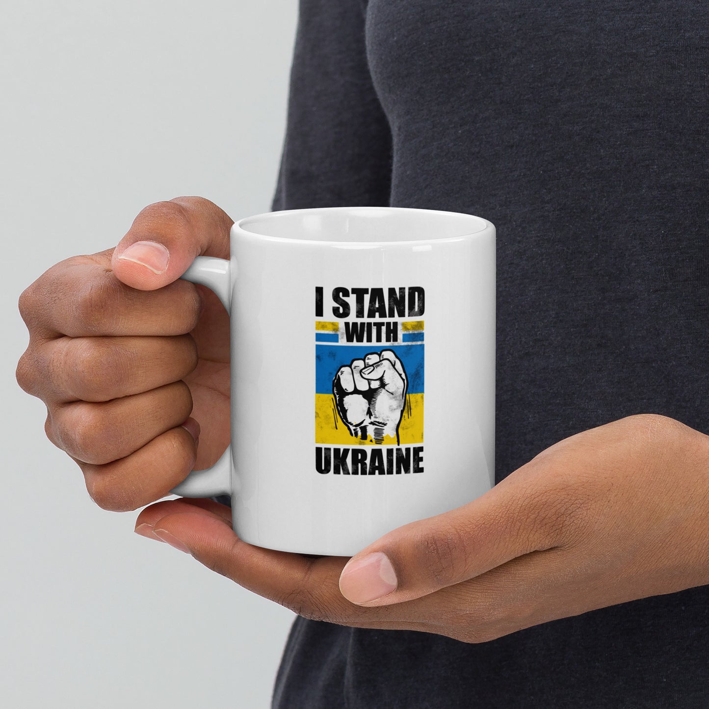 I Stand for Ukraine - White glossy mug