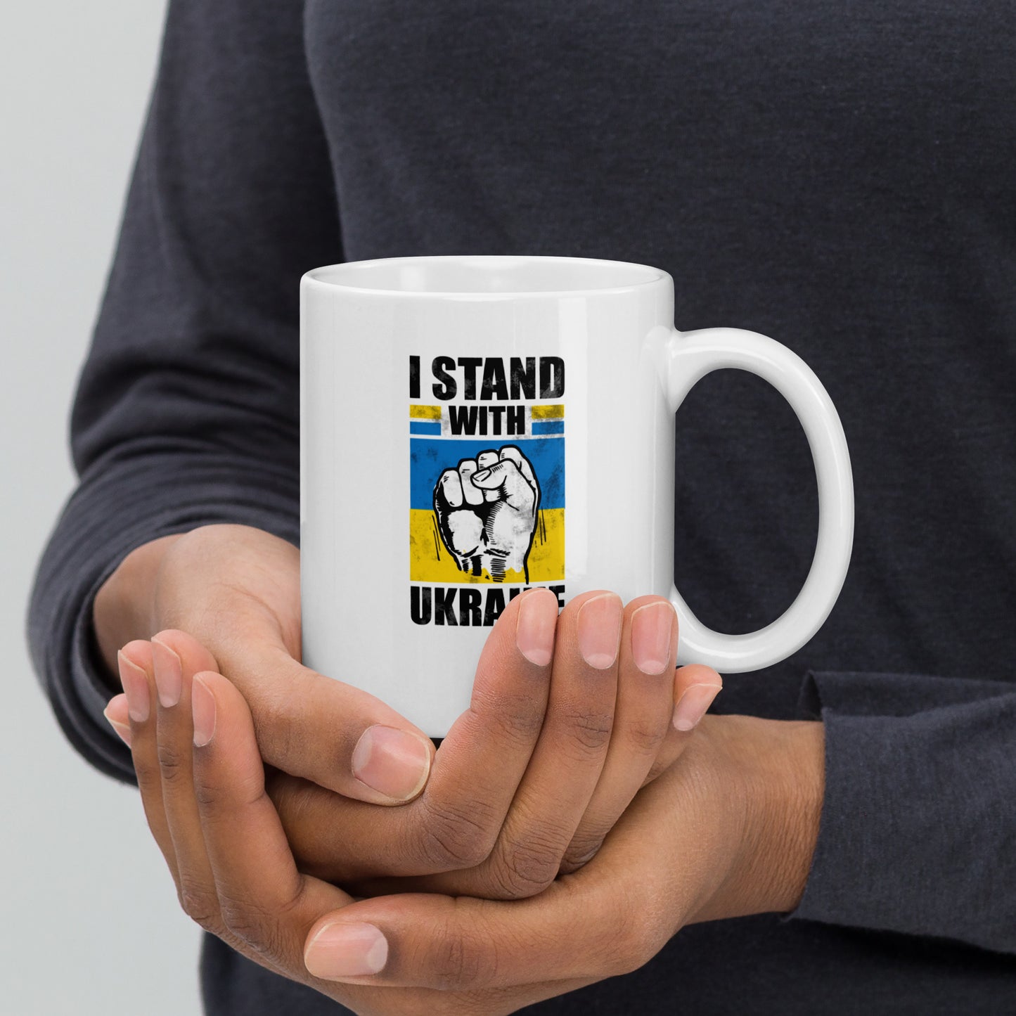 I Stand for Ukraine - White glossy mug