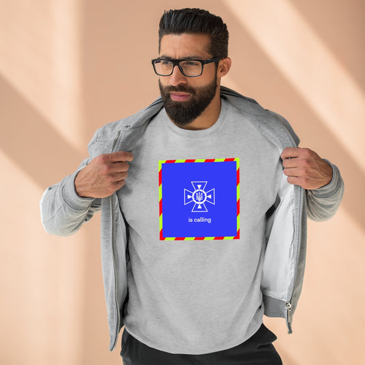 Ukraine's Calling Square - Unisex-Premium-Sweatshirt mit Rundhalsausschnitt