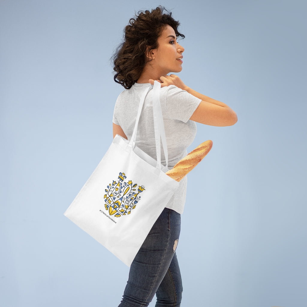 Blue and white outlet tote bag