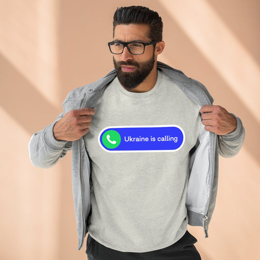 Die Ukraine ruft - Unisex-Premium-Sweatshirt mit Rundhalsausschnitt