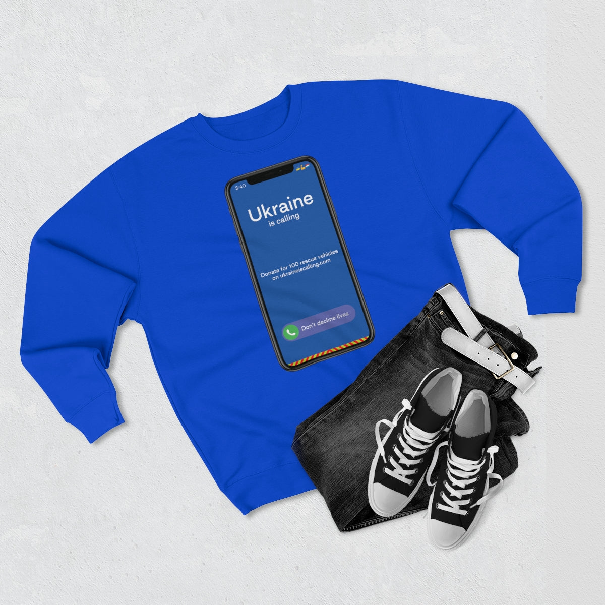Ukraine Is Calling Screenshot - Unisex Premium Crewneck Sweatshirt