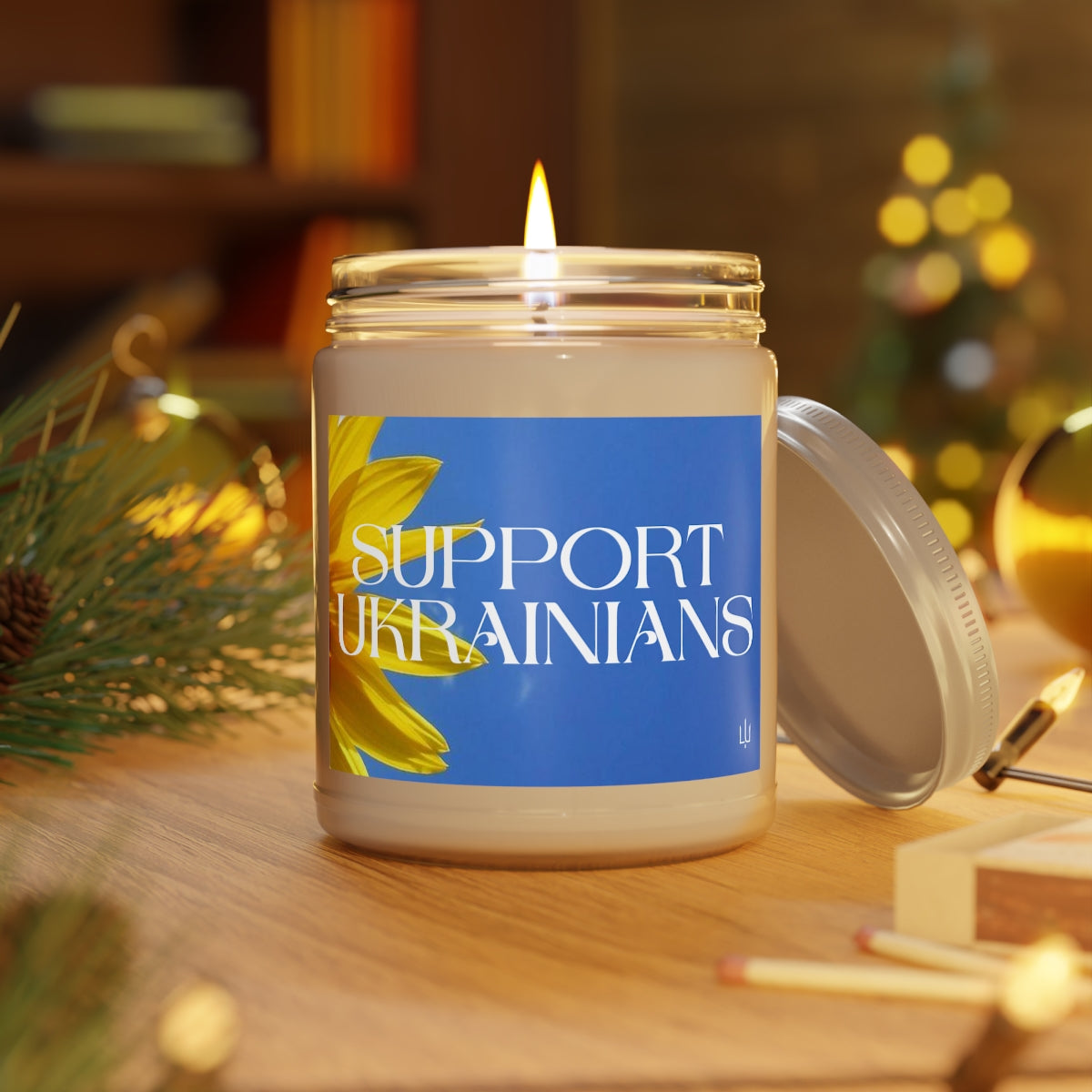Soutenez les Ukrainiens - Bougie parfumée 100 % à la cire de soja (dure 50 à 60 h)