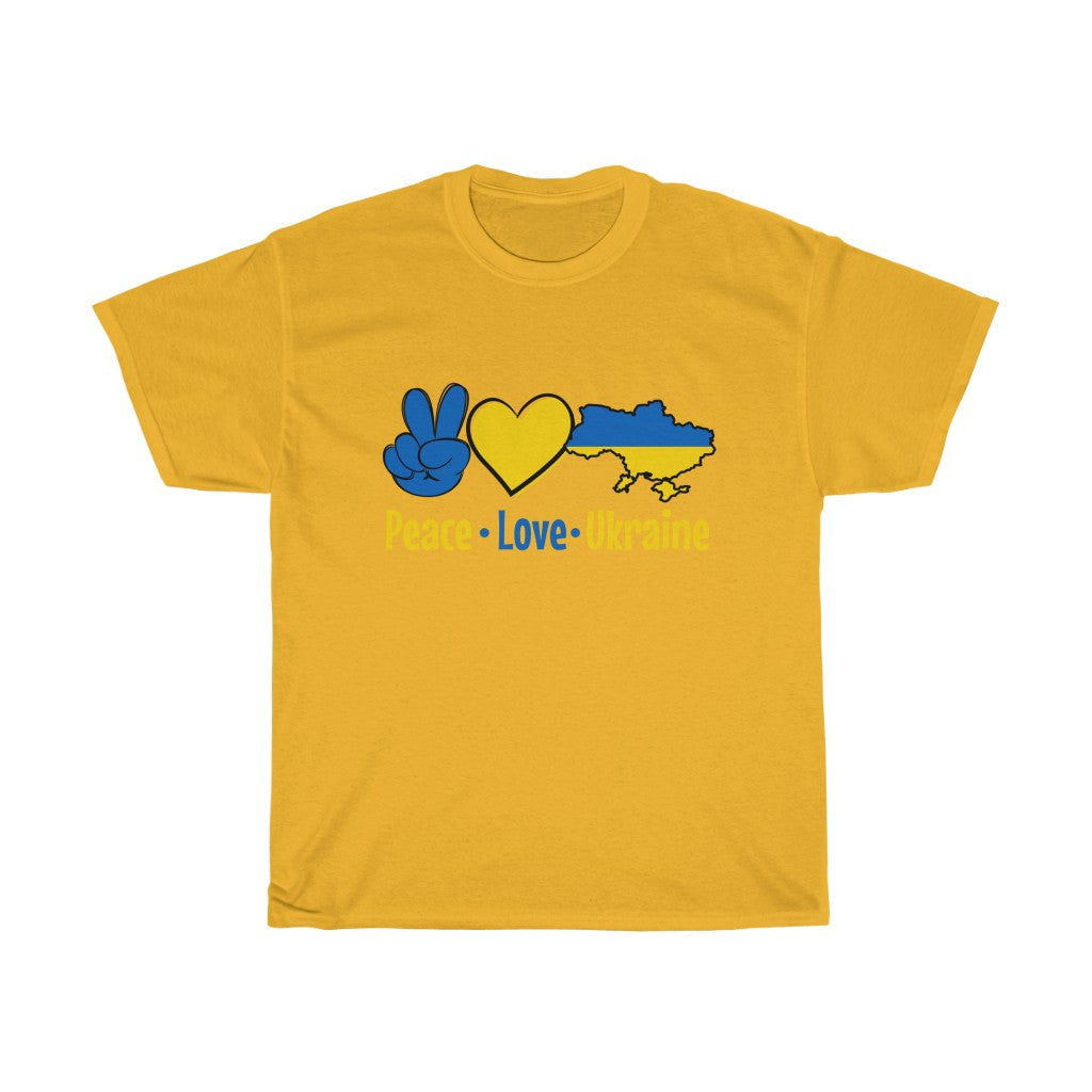 Peace Love Ukraine Unisex T-Shirt aus Baumwolle