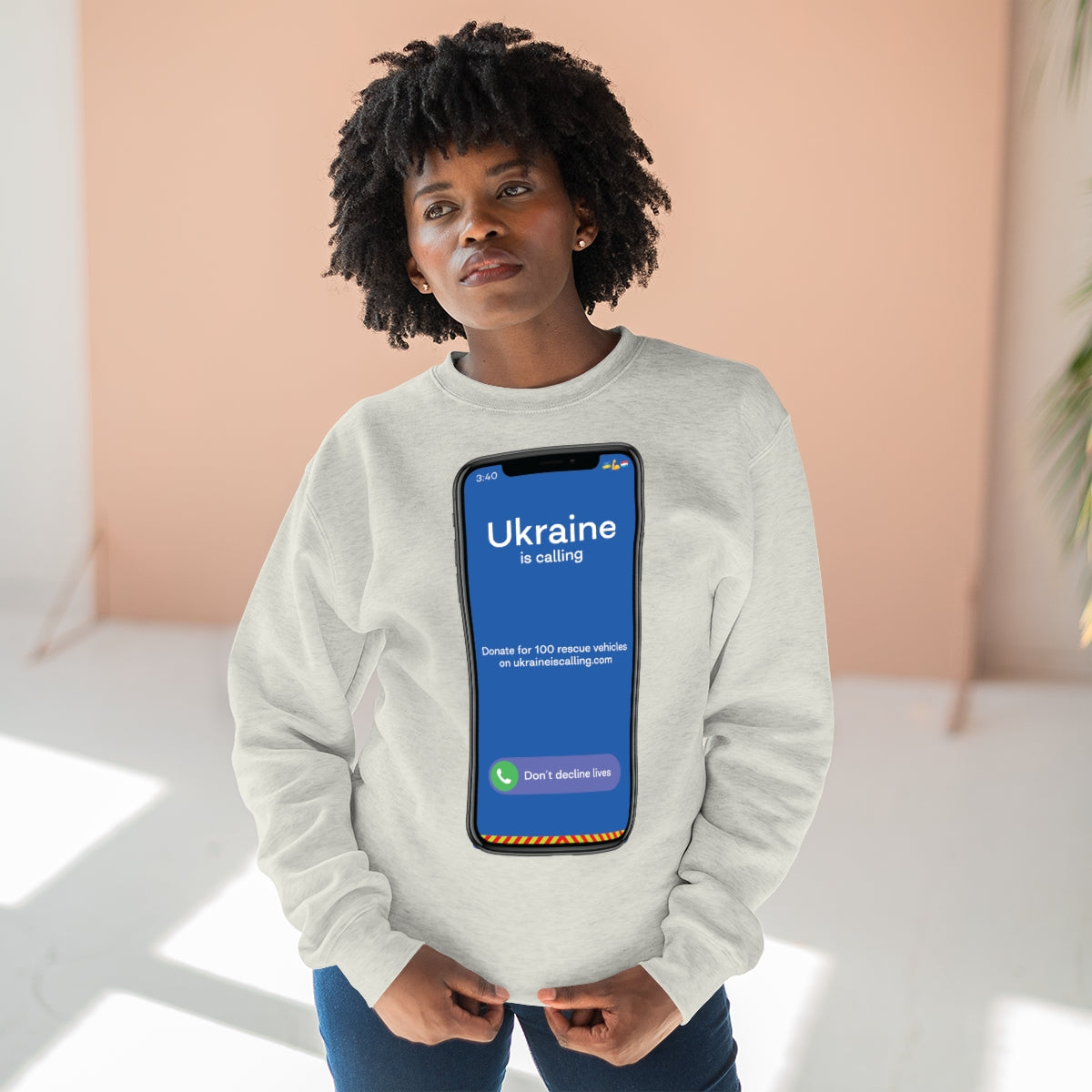 Die Ukraine ruft Screenshot an - Unisex-Premium-Sweatshirt mit Rundhalsausschnitt