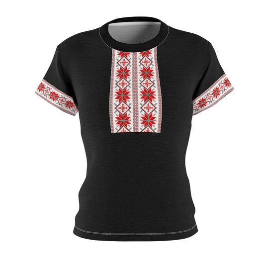 Tshirt Imprimé Broderie Traditionnelle Femme Noir