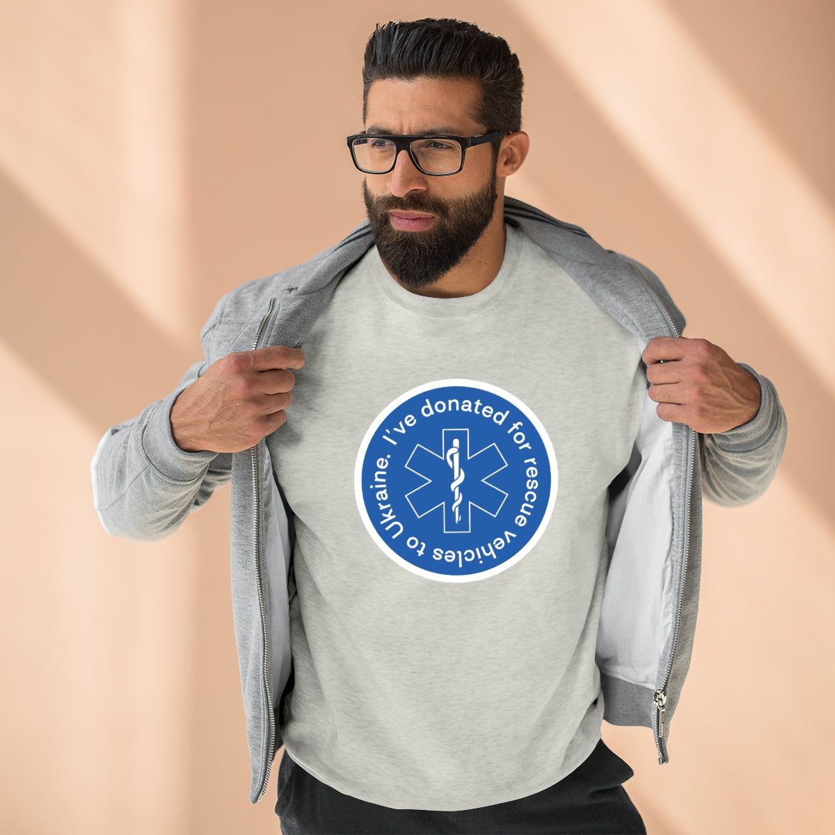 Gespendet - Unisex-Premium-Sweatshirt mit Rundhalsausschnitt